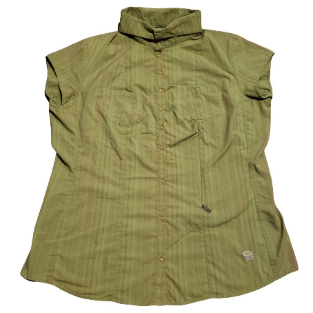 Mountain Hardwear Button Up Shirt Green | Women's 10 Outdoor Hiking Summer Comfy
